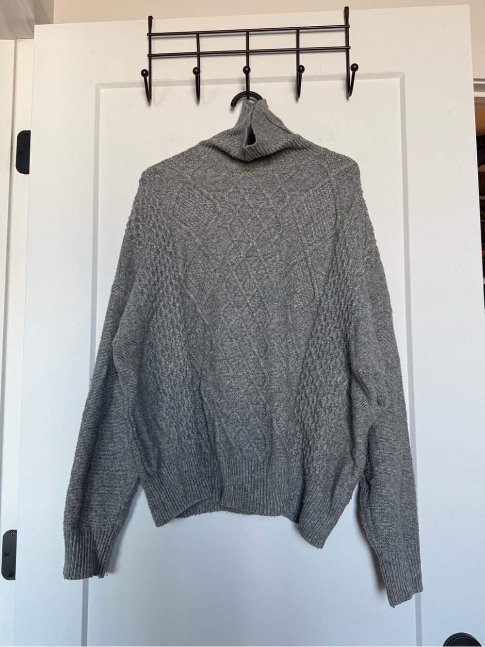 Oysho Gray Cable Knit Turtleneck Sweater